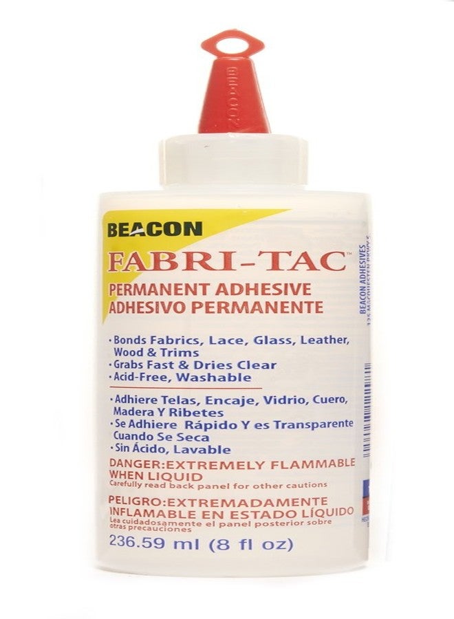 BEACON Fabri-Tac Premium Fabric Glue - Quick Drying, Crystal Clear, Permanent - for Fabrics, Canvas, Lace, Wood and More, 8-Ounce - Image 1